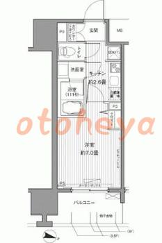 楽器ピアノ可相談 の 賃貸物件 1K 8.65万円の図面１