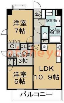 楽器ピアノ可相談 の 賃貸物件 2SLDK 19万円の図面１