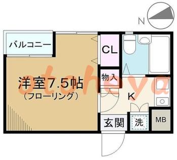楽器ピアノ可相談 の 賃貸物件 1K 6.5万円の図面１
