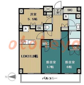 楽器ピアノ可相談 の 賃貸物件 3LDK 20.5万円の図面１