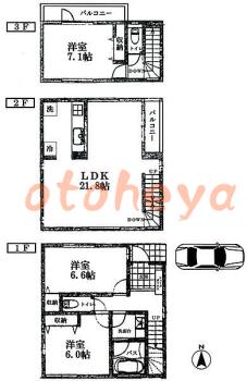 楽器ピアノ可相談 の 賃貸物件 3LDK 47万円の図面１