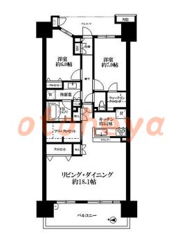 楽器ピアノ可相談 の 賃貸物件 2LDK 22万円の図面１