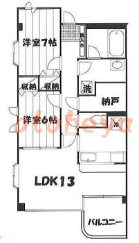 楽器ピアノ可相談 の 賃貸物件 2LDK 18.5万円の図面１