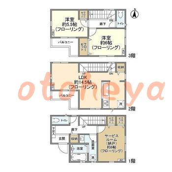 楽器ピアノ可相談 の 賃貸物件 2SLDK 21.5万円の図面１