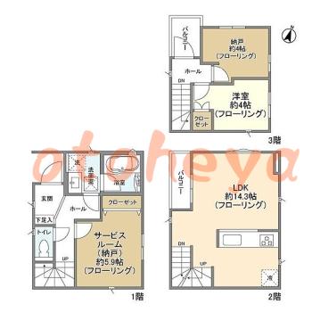 楽器ピアノ可相談 の 賃貸物件 1SLDK 24.1万円の図面１