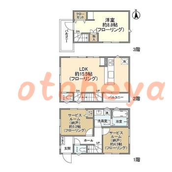 楽器ピアノ可相談 の 賃貸物件 1SLDK 19.4万円の図面１