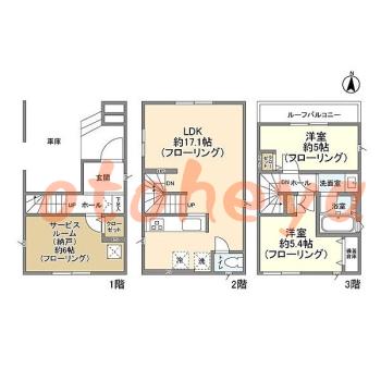 楽器ピアノ可相談 の 賃貸物件 2SLDK 21.8万円の図面１