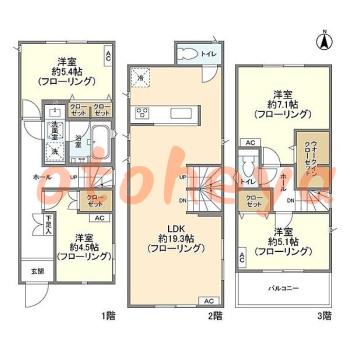 楽器ピアノ可相談 の 賃貸物件 4LDK 22万円の図面１