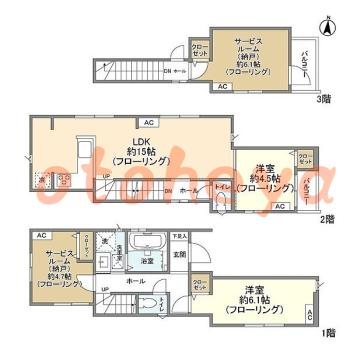 楽器ピアノ可相談 の 賃貸物件 2SLDK 29.6万円の図面１