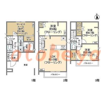 楽器ピアノ可相談 の 賃貸物件 3SLDK 20.5万円の図面１