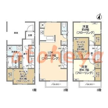 楽器ピアノ可相談 の 賃貸物件 2SLDK 22万円の図面１