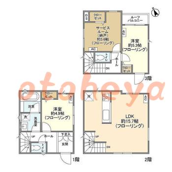 楽器ピアノ可相談 の 賃貸物件 2SLDK 29.4万円の図面１
