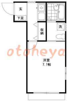 楽器ピアノ可相談 の 賃貸物件 1K 4.8万円の図面１