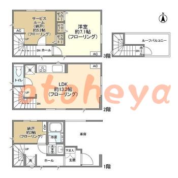 楽器ピアノ可相談 の 賃貸物件 1SLDK 19.6万円の図面１
