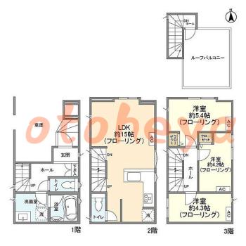 楽器ピアノ可相談 の 賃貸物件 3LDK 19.8万円の図面１