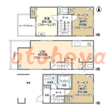 楽器ピアノ可相談 の 賃貸物件 1SLDK 20.8万円の図面１