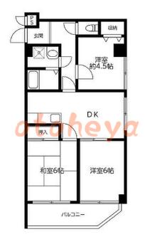 楽器ピアノ可相談 の 賃貸物件 3DK 9.8万円の図面１