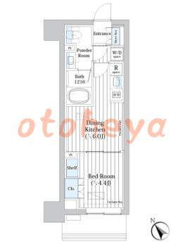 楽器ピアノ可相談 の 賃貸物件 1DK 15.9万円の図面１