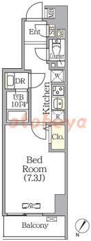 楽器ピアノ可相談 の 賃貸物件 1K 10.9万円の図面１