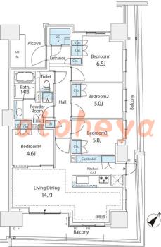 楽器ピアノ可相談 の 賃貸物件 4LDK 31.8万円の図面１
