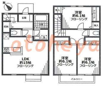 楽器ピアノ可相談 の 賃貸物件 3LDK 17万円の図面１