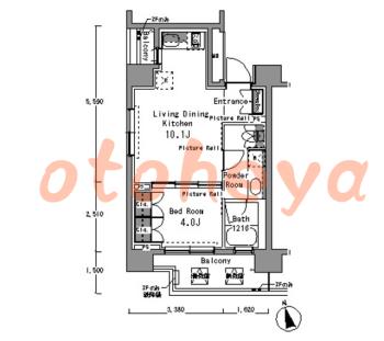 楽器ピアノ可相談 の 賃貸物件 1LDK 21万円の図面１