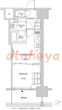 楽器ピアノ可相談 の 賃貸物件 1DK 14万円の図面１