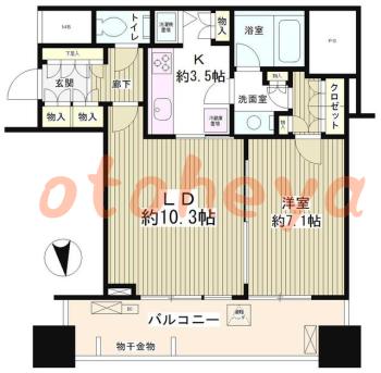 楽器ピアノ可相談 の 賃貸物件 1LDK 21.7万円の図面１