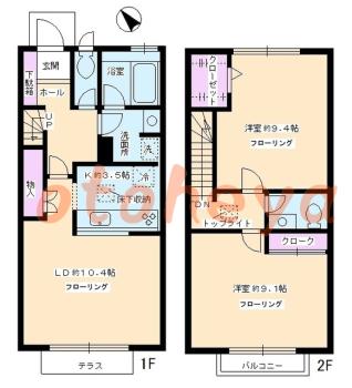 楽器ピアノ可相談 の 賃貸物件 2LDK 28万円の図面１