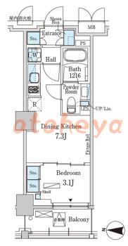 楽器ピアノ可相談 の 賃貸物件 1DK 11.4万円の図面１