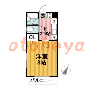 楽器ピアノ可相談 の 賃貸物件 1K 4.5万円の図面１