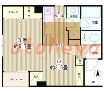 楽器ピアノ可相談 の 賃貸物件 1DK 13.5万円の図面１
