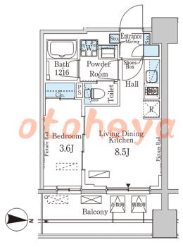楽器ピアノ可相談 の 賃貸物件 1LDK 18万円の図面１