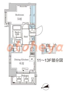 楽器ピアノ可相談 の 賃貸物件 1DK 16万円の図面１
