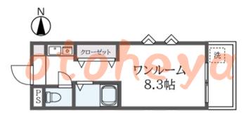 楽器ピアノ可相談 の 賃貸物件 1R 4.9万円の図面１
