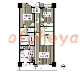 楽器ピアノ可相談 の 賃貸物件 3LDK 15.3万円の図面１