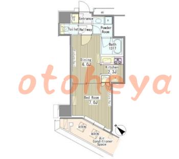 楽器ピアノ可相談 の 賃貸物件 1DK 21.2万円の図面１