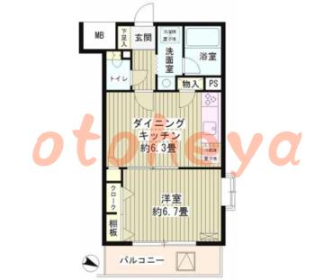 楽器ピアノ可相談 の 賃貸物件 1DK 8.5万円の図面１
