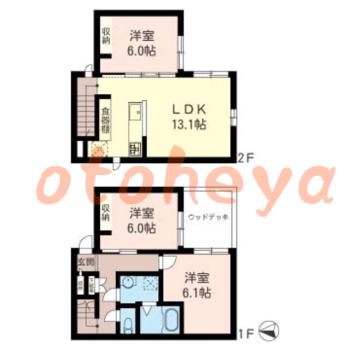 楽器ピアノ可相談 の 賃貸物件 3LDK 13.5万円の図面１