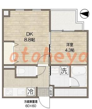 楽器ピアノ可相談 の 賃貸物件 1DK 18万円の図面１