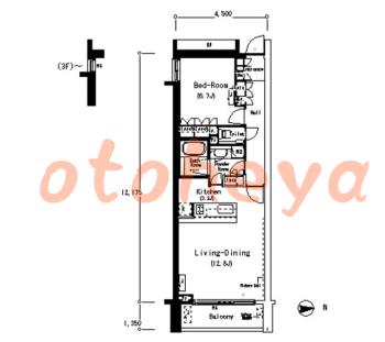 楽器ピアノ可相談 の 賃貸物件 1LDK 36.5万円の図面１