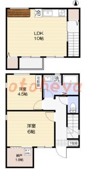楽器ピアノ可相談 の 賃貸物件 2SLDK 17万円の図面１