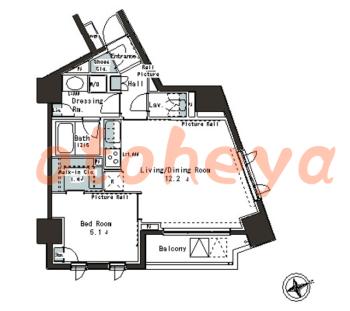 楽器ピアノ可相談 の 賃貸物件 1LDK 21万円の図面１