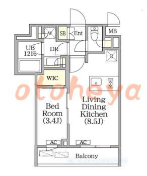 楽器ピアノ可相談 の 賃貸物件 1LDK 18.5万円の図面1