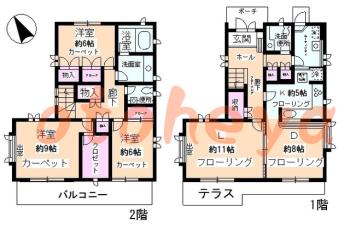 楽器ピアノ可相談 の 賃貸物件 3LDK 40万円の図面１