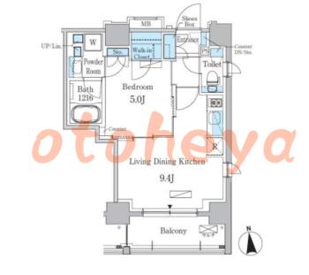 楽器ピアノ可相談 の 賃貸物件 1LDK 18.5万円の図面１
