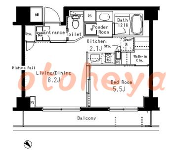 楽器ピアノ可相談 の 賃貸物件 1LDK 22万円の図面１