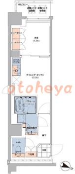 楽器ピアノ可相談 の 賃貸物件 1DK 13.5万円の図面１