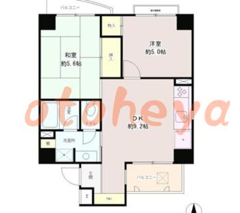 楽器ピアノ可相談 の 賃貸物件 2DK 12.5万円の図面１