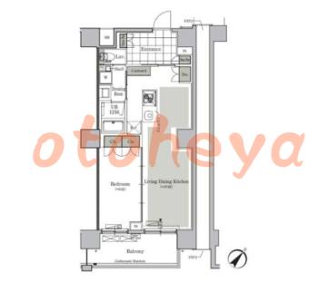 楽器ピアノ可相談 の 賃貸物件 1LDK 19.6万円の図面１